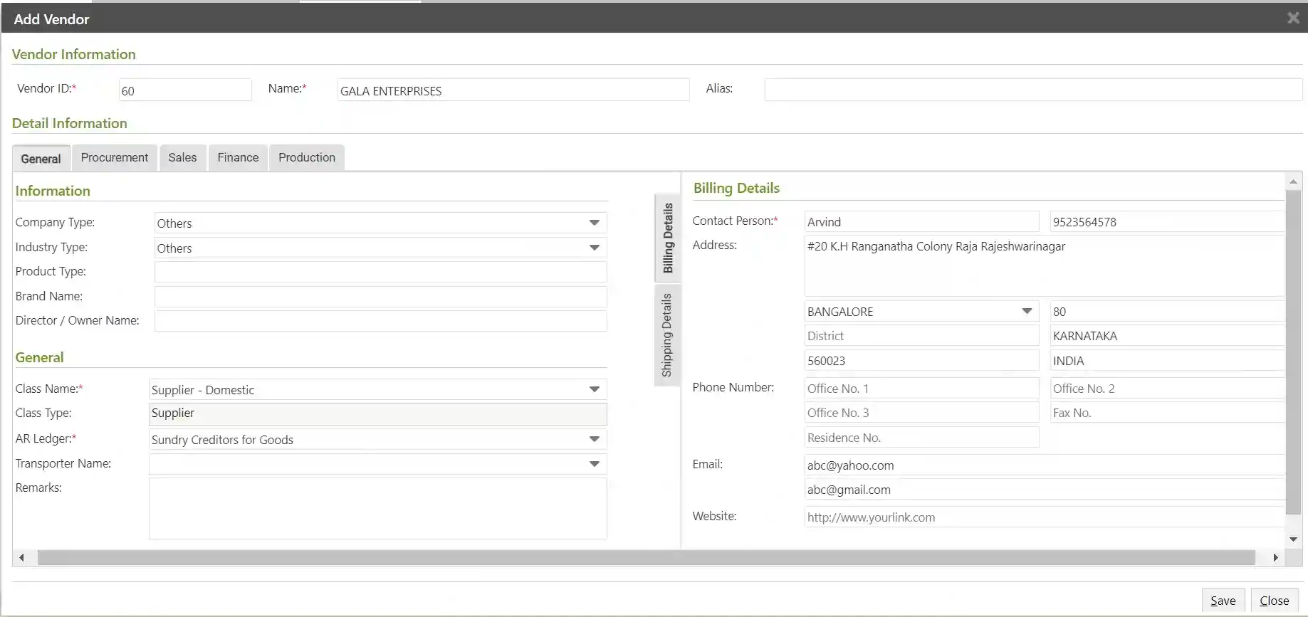 Simple Vendor Management with bulk options