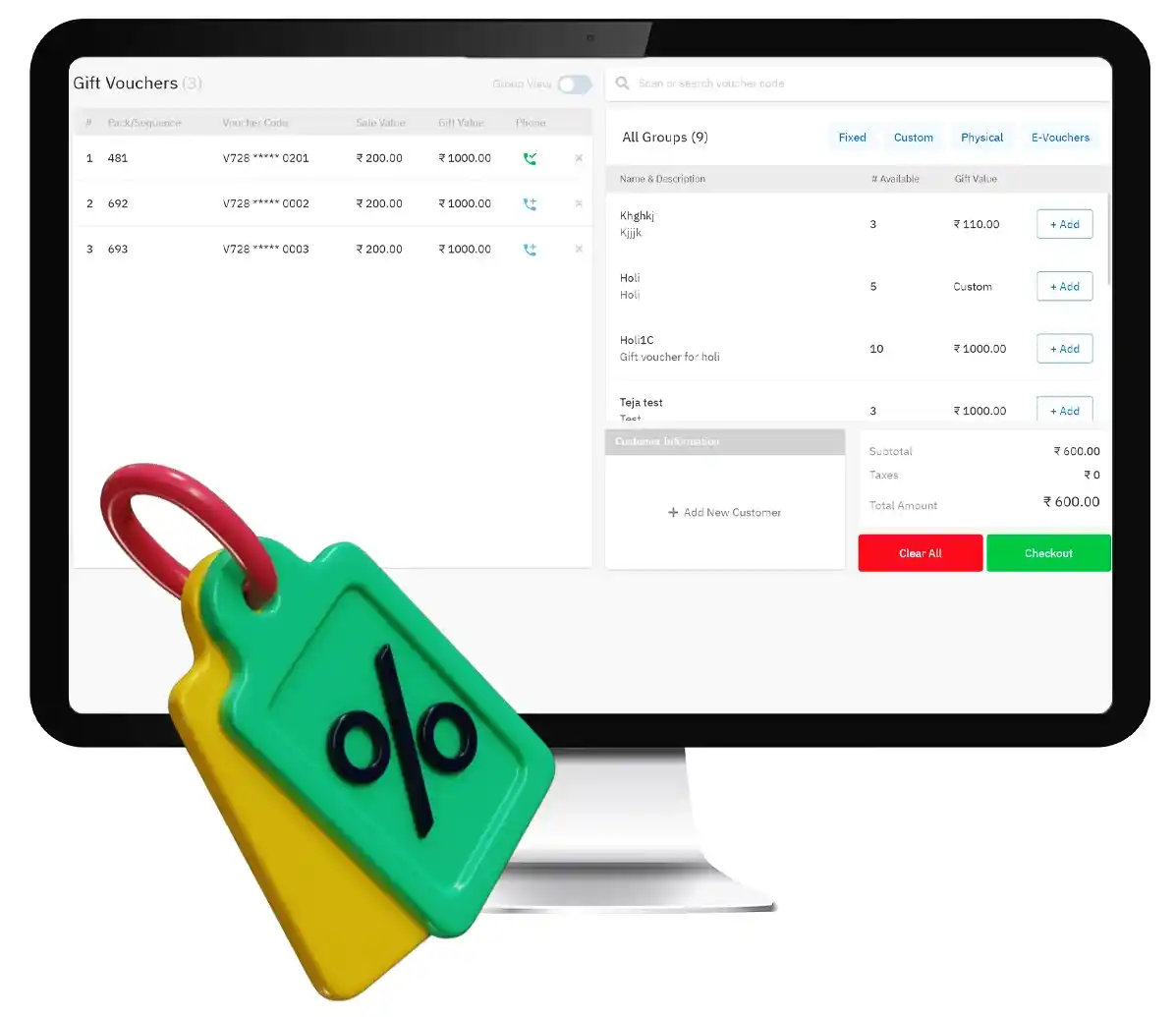 E-Gift Vouchers on Ginesys cloud pos