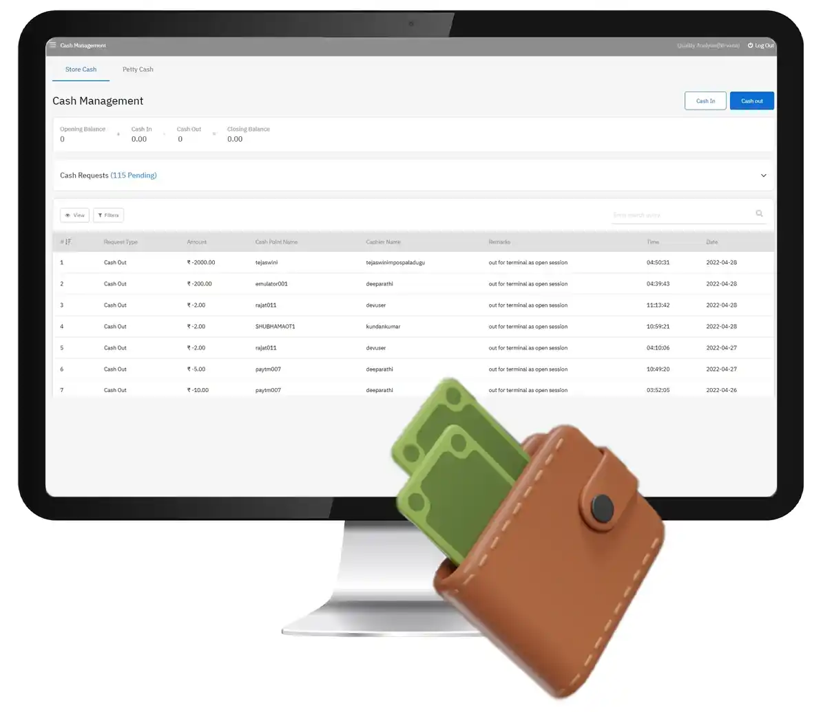Cash Tracker on Ginesys mPOS