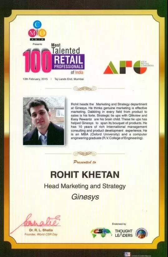 Ginesys featured in Asia Retail Congress Awards